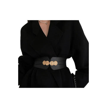 Classic Texture Round Buckle  Stretchable Belt